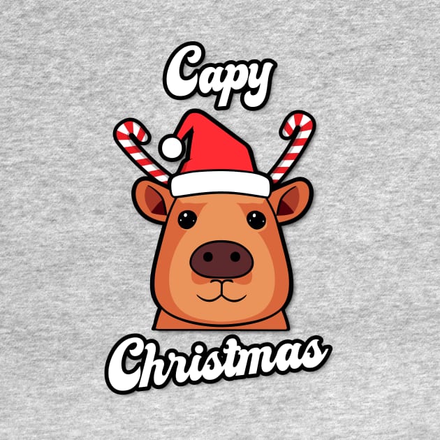 Capy Christmas Capybara Santa Reindeer Cute Humor Happy Chrismtas by Step Into Art